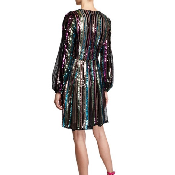 Aidan Mattox Sequin Striped Dress NWT - Picture 4 of 7